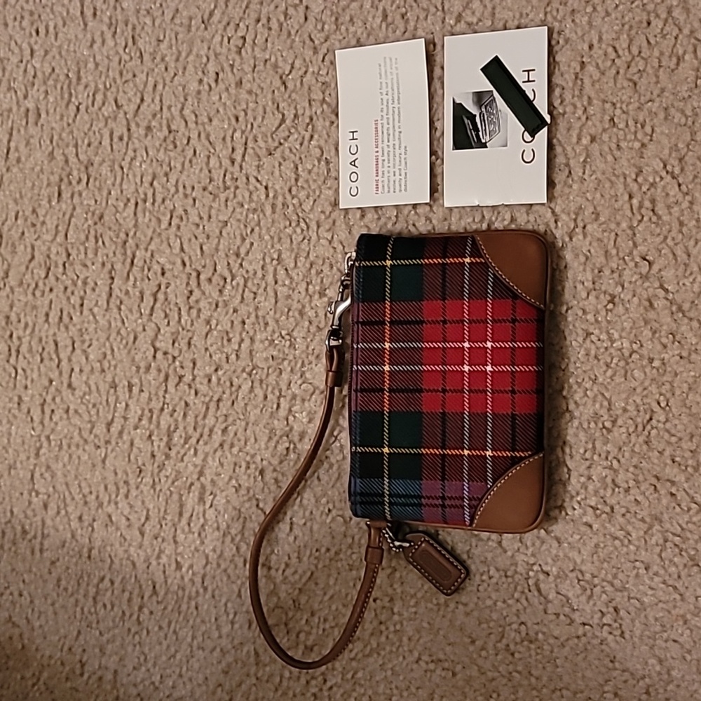 Coach Plaid Wristlet